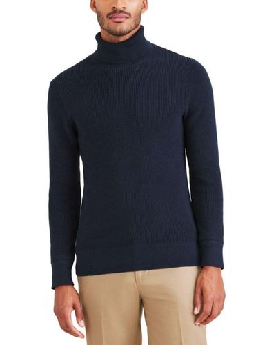 Dockers Regular Fit Long Sleeve Turtleneck Sweater - Blue