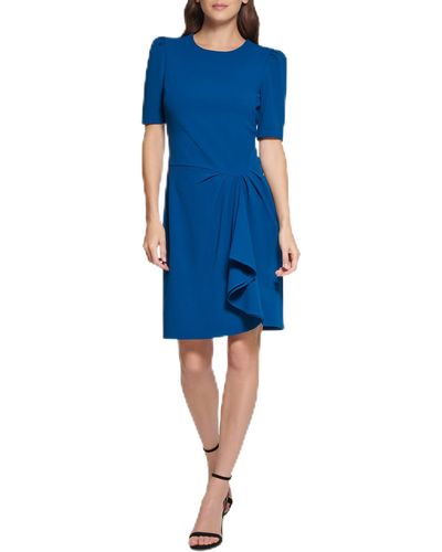 DKNY Wear To Work Drape Front Jewel Neck - Blue