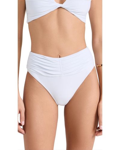 Ramy Brook Standard Ivo High Waisted Ruched Bikini Bottom - White