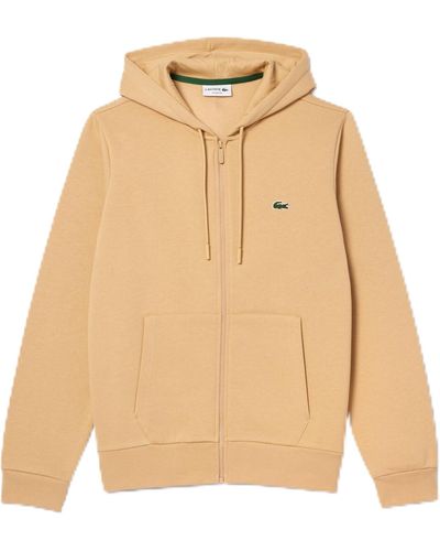 Lacoste Long Sleeve Solid Full Zip Mm - Natural