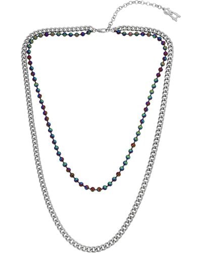 Steve Madden Ball Chain Layered Necklace - Metallic
