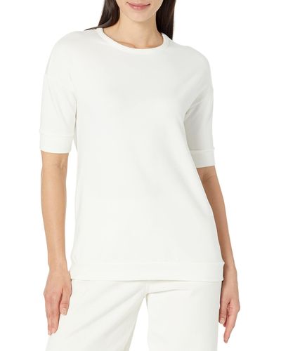 Daily Ritual Terry Cotton And Modal Slouchy Short-sleeve Sweatshirt - White