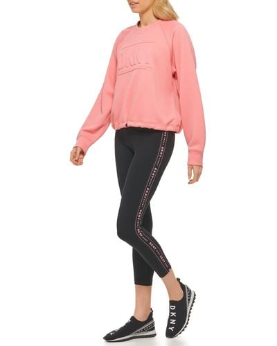 DKNY Bungee Crew Neck Puff Logo Top - Pink