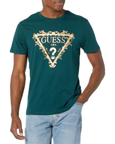 Guess Short Sleeve Tri Scroll Tee - Green