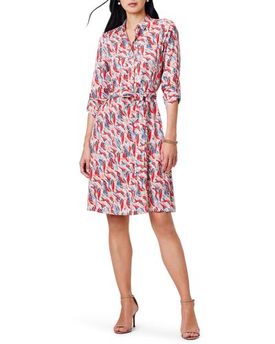 NIC+ZOE Nic+zoe Coral Waves Live In Shirt Dress - Red
