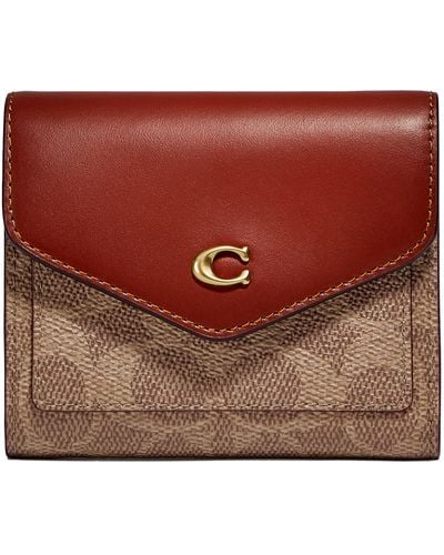COACH Color-block Coated Canvas Signature Wyn Small Wallet - Red