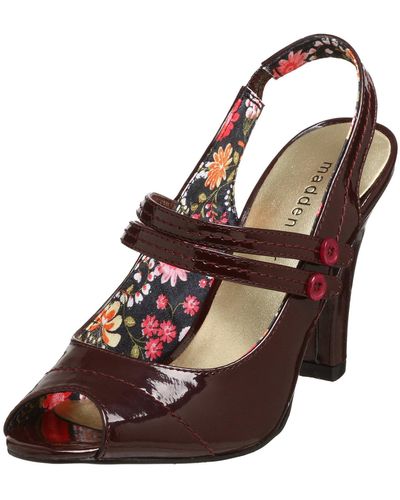 Madden Girl Nemmo Opentoe Mary Jane Slingback,wine Patent,9.5 M Us - Brown