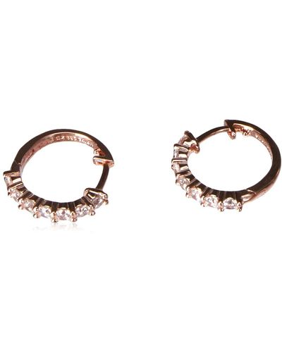 Amazon Essentials Rose Gold Plated Sterling Silver Hinged Huggie Hoop Earrings - White