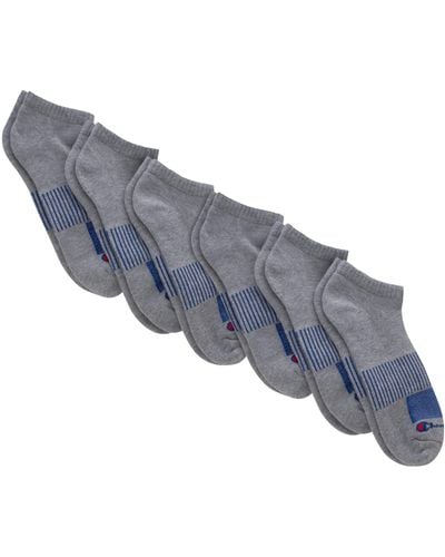 Champion , Performance No Show Socks, 6-pack, Grey-6 Pack, 6-12 - Blue