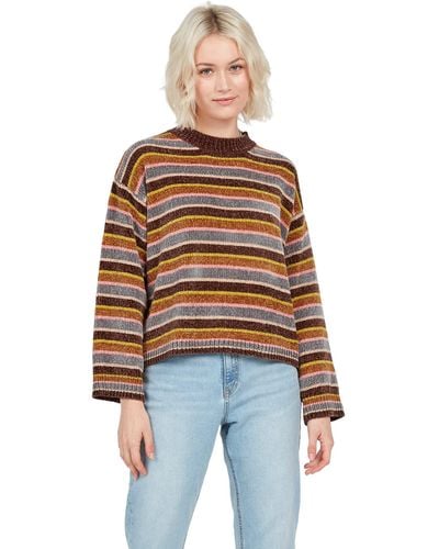 Volcom Womens Bubble Tea Boxy Fit Sweater - Brown
