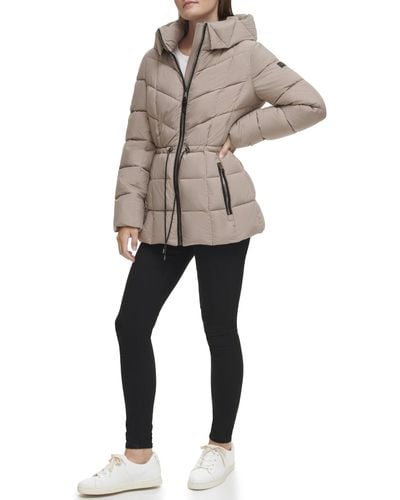DKNY Hooded Puffer Coat - Natural