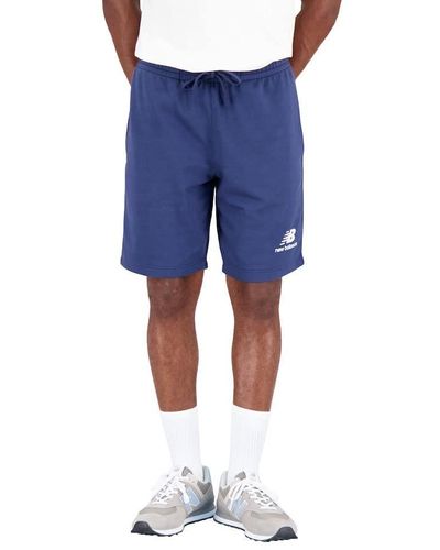 New Balance Essentials Stacked Logo French Terry Short - Blue