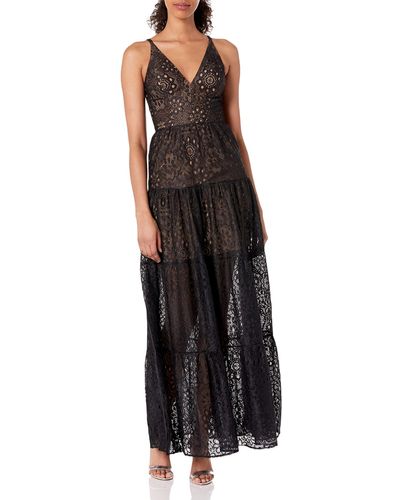 Dress the Population Melina Lace Sheer Evening Dress - Black