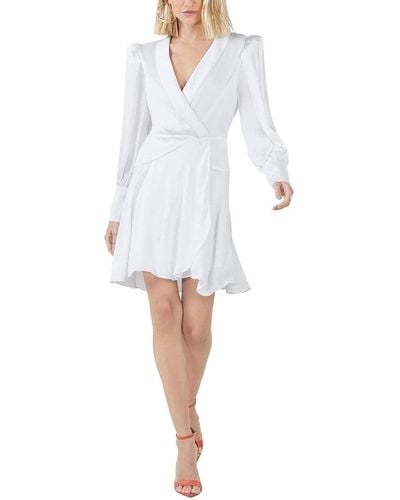 BCBGMAXAZRIA Long Sleeve Mini Evening Dress With Ruffles - White