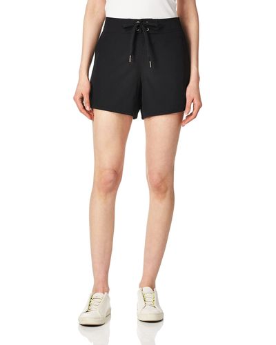 Nautica Standard Solid 4.5" Core Stretch Quick Dry Board Short Swimsuit Bottom With Adjustable Drawstring Waistband Cord - Black
