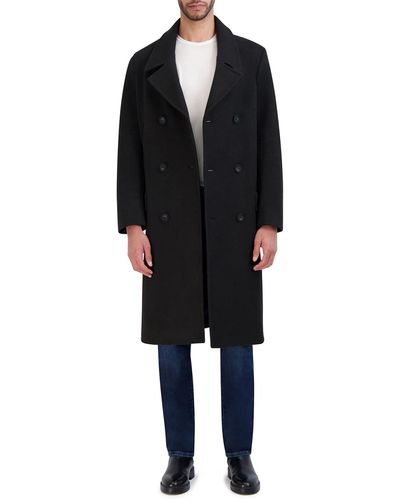 Cole Haan Wool Double Breasted Coat - Black