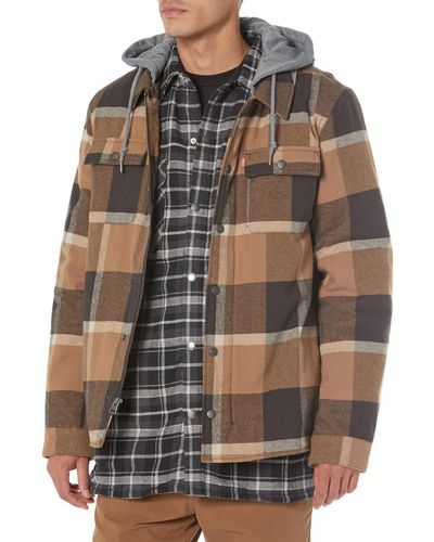 Levi's Cotton Shirt Jacket With Soft Faux Fur Lining And Jersey Hood - Brown