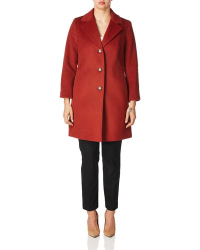 Calvin Klein Classic Cashmere Wool Blend Coat - Red