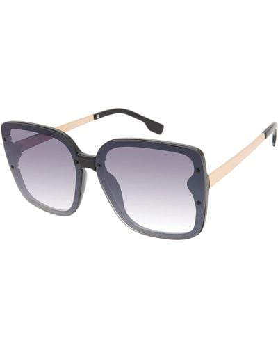 Nanette Lepore Nn387 Flush Lens Uv400 Protective Square Sunglasses. Fashionable Gifts For Her - Black