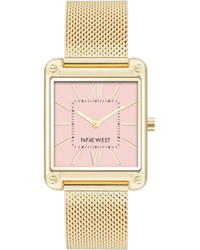 Nine West Mesh Bracelet Watch - Pink