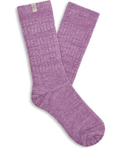 UGG Rib Knit Slouchy Crew Socks - Purple