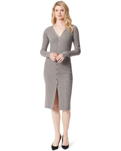 Jessica Simpson Austyn Long Sleeve Cardigan Dress - Gray