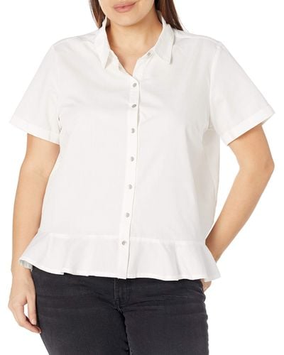 Jessica Simpson Plus Size Nellie 2-way Button Up Front Shirt - White
