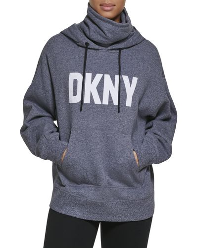 DKNY Sport Soft Fleece Kanga Pocket Hoodie - Blue
