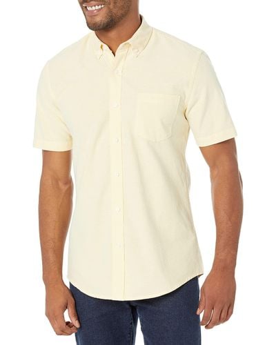 Amazon Essentials Slim-fit Short-sleeve Pocket Oxford Shirt - Yellow