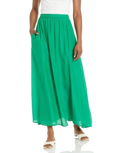 Velvet By Graham & Spencer Womens Mariela Silk Cotton Voile Ankle Length Skirt - Green