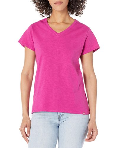 Dickies Womens Short Sleeve V-neck T-shirt T Shirt - Pink