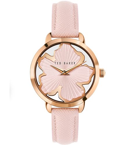Ted Baker Lilabel Pink Saffiano Leather Strap Watch
