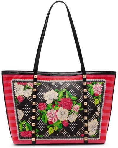 Betsey Johnson Floral Stud Tote - Red