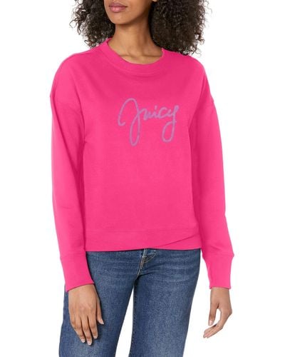 Juicy Couture Long Sleeve Script Logo Pullover - Pink