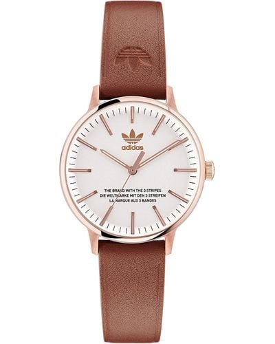 adidas Brown Eco-leather Strap Watch - White