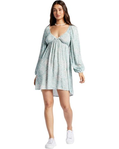 Roxy Sweetest Shores Long Sleeve Dress - Blue