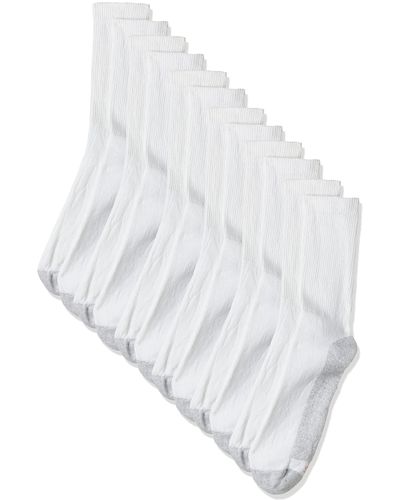 Hanes 6 Pack Freshiq Cushion Crew Socks, White, 10-13 (shoe Size 6-12)