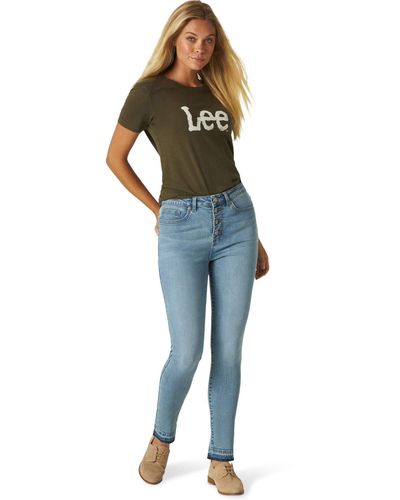 Lee Jeans Slim Fit High Rise With Button Fly & Released Hem Jean - Blue