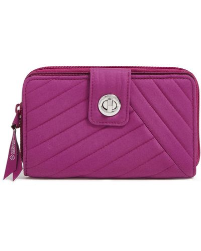 Vera Bradley Cotton Turnlock Wallet With Rfid Protection - Purple