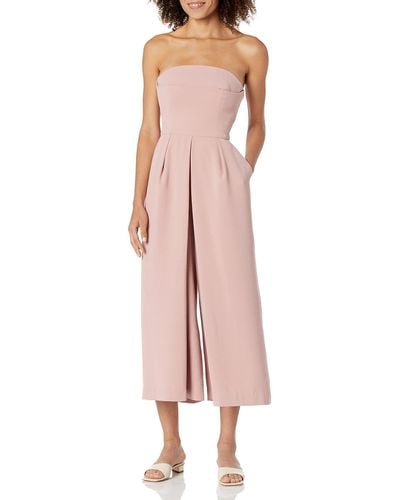 C/meo Collective Next Step Strapless Wide Leg Cropped Culotte Jumpsuit - Pink