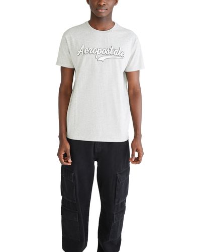 Aéropostale Graphic Tee Light Heather Gray - White