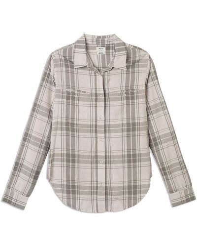 RVCA Boarding Now Woven Long Sleeve Button Front Shirt - Gray