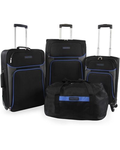 Nautica Seascape Collection 4pc Softside Luggage Set - Black