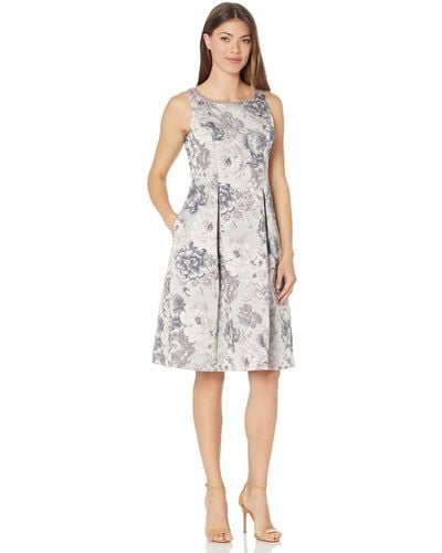 Adrianna Papell Floral Jacquard Fit And Flare - Multicolor