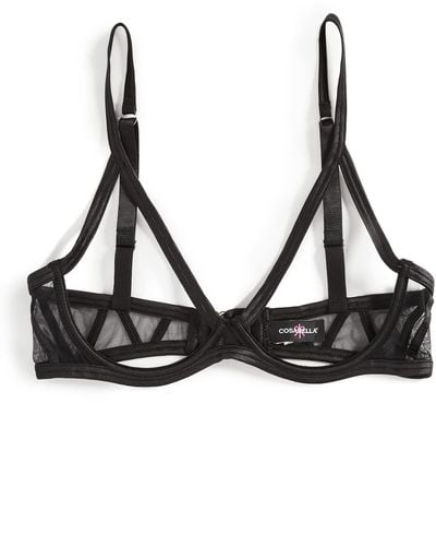 Something Wicked Montana Leather Open Cup Harness Bra in Black