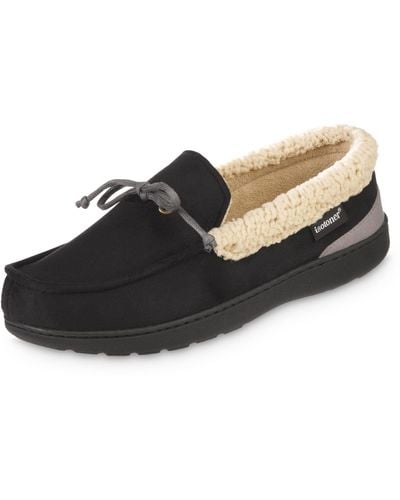 Isotoner Recycled Advanced Memory Foam Microsuede Vincent Eco Comfort Moccasin Slippers - Black