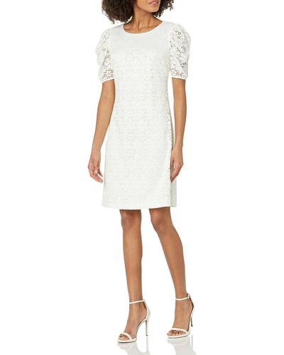 Tommy Hilfiger Retro Dasy Lace Short Sleeve Dress - White