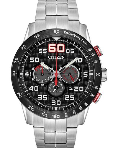 Citizen Eco-drive Weekender Chronograph Watch In Stainless Steel - Metallic