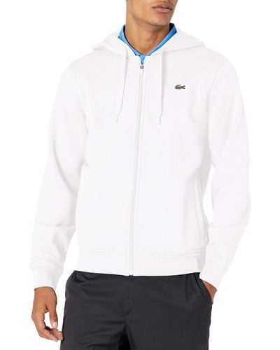 Lacoste Sport Long Sleeve Fleece Full Zip Hoodie Sweatshirt - White