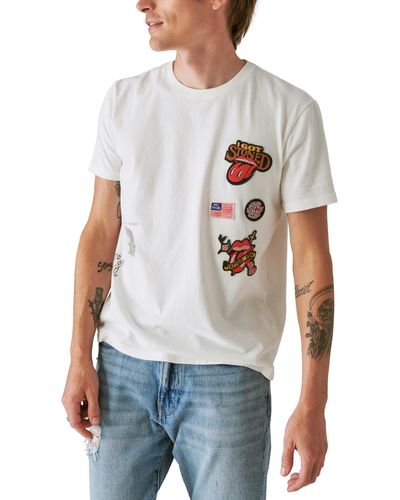 Lucky Brand Rolling Stones Patch Tee - White